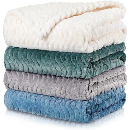 Frienda 4 Pcs Baby Fuzzy Blanket Fluffy Baby Blanket for Boys Girls Soft Warm Infant Newborn Toddler Receiving Nursery Bed Supplies, 32 x 24 Inch(Light Color)