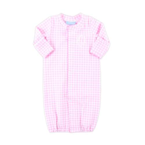 Pink Gingham Layette Gown