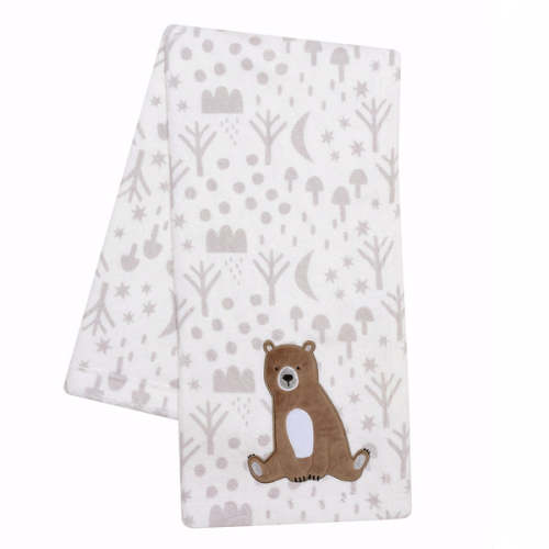 Sleepytime Bear White/Brown Soft Fleece Baby Blanket – Lambs & Ivy