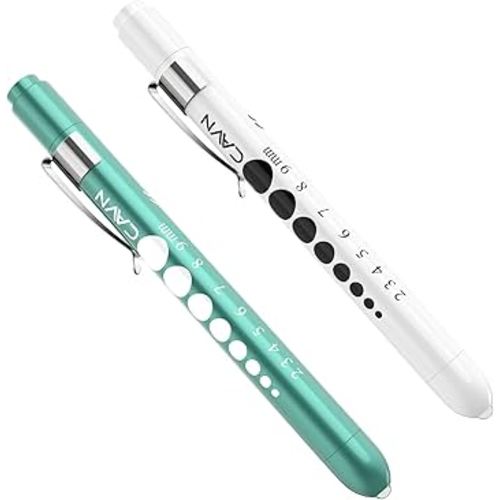 CAVN Pen Light with Pupil Gauge LED Penlight for Nurses Doctors, 2 Pcs Reusable Medical Penlight for Nursing Students (Teal/White)