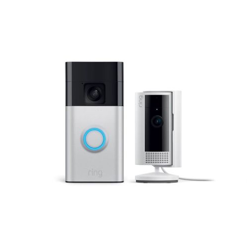Ring Starter Set with Battery Doorbell and Indoor Cam: Security Wi-Fi System, 2 Cameras