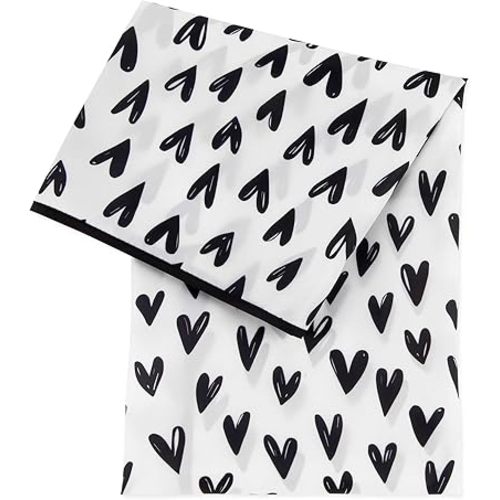 Bumkins Baby Splat Mat for Under High Chair, Babies Toddlers Eating Mess Mat, Waterproof Reusable Cloth for Arts and Crafts, Playtime Mat for Kids, Floors or Tables, Fabric 42inx42in, Black Hearts