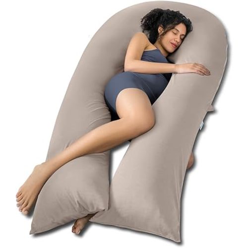 QUEEN ROSE Extra Long U Shaped Body Pillow, Cooling Pregnancy Pillows for Sleeping, 65 Inch Full Body Support Maternity Pillow for Adults, Support for Back, Hip, Legs for Pregnant Women, Nomad