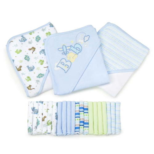 Spasilk 23-Piece Newborn Bath Gift Set, Hooded Towels & Washcloths, Blue