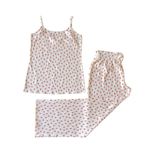 White Strawberry / Organic Pointelle Women's Cami Lounge Set