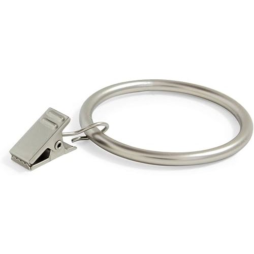 Ivilon Curtain Rings - Set of 14 Decorative Drapery Rings Curtain Clip Rings with Strong Clips 2" Diameter - Color Satin Nickel