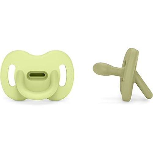 Color Essence SX PRO Silicone Baby Pacifier 2Pk, Made with 100% Soft Silicone, Baby Essentials Perfect for Breastfeeding Babies, Designed in Spain, 0-6 Mths, Green