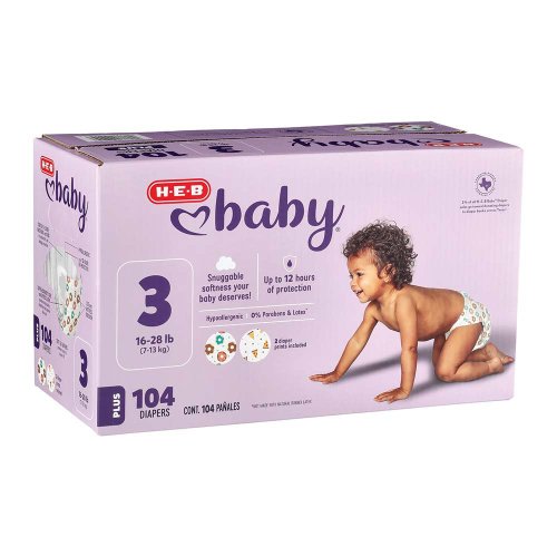 H-E-B Baby Plus Overnight Diapers – Size 3