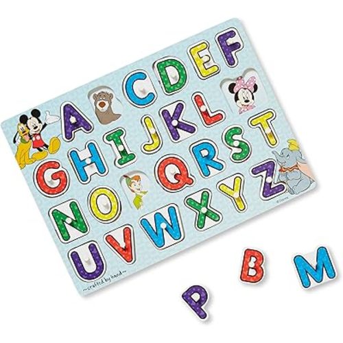 Melissa & Doug Disney Classics Alphabet Wooden Peg Puzzle (26 pcs)