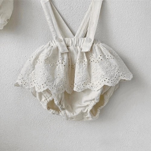 Vintage Lace Ruffle Bloomer with Suspenders