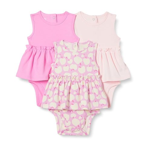 Amazon Essentials Baby Girls' Sleeveless Bodysuit Dress, Pack of 3