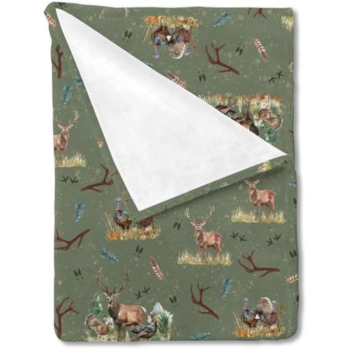 Vintage Deer Hunting Baby Blanket for Boys Turkey Hunting Receiving Blankets Wild Animals Hunter Toddler Nursery Bedding Blanket Newborn Infant Stroller Crib Swaddle Blanket 30x40