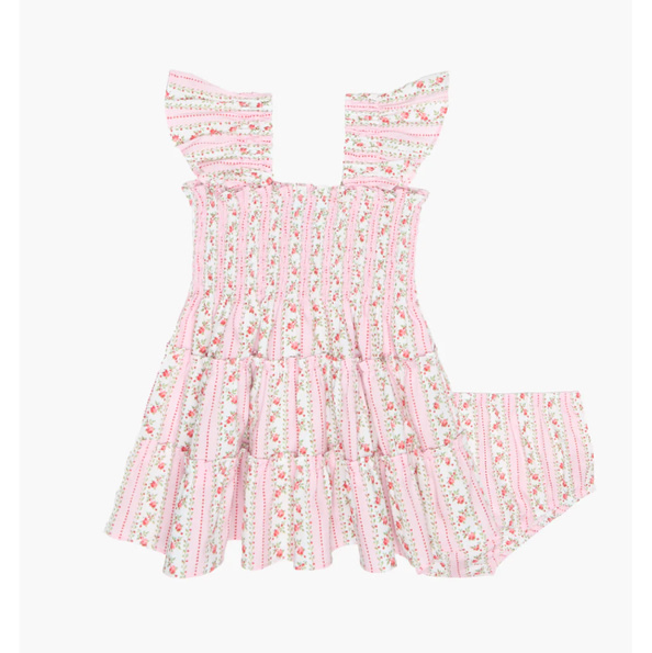 The Baby Ellie Nap Dress - Pink Floral Dot Stripe