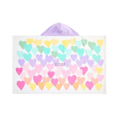 Rainbow Heart Beach Hooded Towel UPF 50+