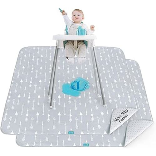 Splat Mat 2 Pack for Under High Chair & Arts & Crafts & Eating Mess, Waterproof Baby Playtime Anti-Slip High Chair Mat for Floor or Table, Reusable & Portable Splash Mat for Under High Chair 42”×46”