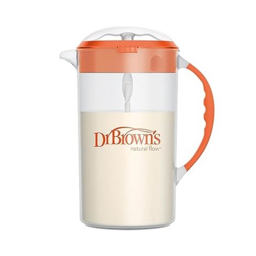Dr. Brown's Baby Formula Mixing Pitcher with Adjustable Stopper, Locking Lid & No Drip Spout, Orange, BPA Free, 36oz, 1 Pack