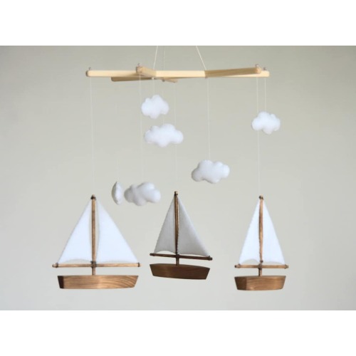 Ocean Baby Mobile, Nursery Mobile, Ship Mobile, Sea Baby Mobile, Nursery Decor, Baby Room Decoration, Sailboat Mobile, Baby Shower Gift
