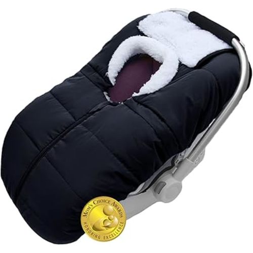 Mom's Choice Awards Winner-TSAYAWA Winter Baby Infant Car Seat Cover-Keep Babies Warm Carseat Bunting Bag/Blanket for Newborn-Cold Weather Insulated Windproof Carrier Canopy for Travel (Black)