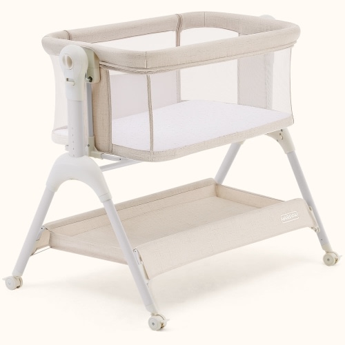 HARPPA Cuddly Sway | 3-in-1 Rocking Baby Bassinet & Bedside Sleeper with Anti-Reflux Mattress for Newborns | Attaches to Bed, Adjustable Height, Tool-Free Setup, Portable Wheels, CPSC Certified, Gentle Rocking Motion | Ideal for Infants, Safe Co-Sleeping