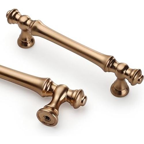 Asidrama 10 Pack 3.75 Inch(96mm) Champagne Bronze Kitchen Cabinet Handles,Brushed Brass Cabinet Pulls Kitchen Cabinet Hardware for Cupboard Gold Drawer Pulls Dresser Handles