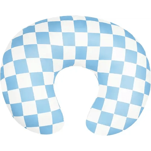 Nursing Pillow Cover, Ultra Soft Case for Baby Boy and Girls, Stretchy Removable Slipcover for Breastfeeding Pillows, Blue Checkerboard Grid