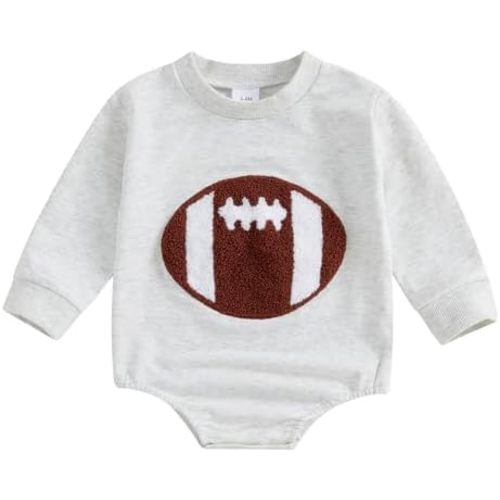 Newborn Football Outfit Baby Boy Girl Embroidery Bubble Romper Long Sleeve Jumpsuit Cute Infant Fall Winter Clothes