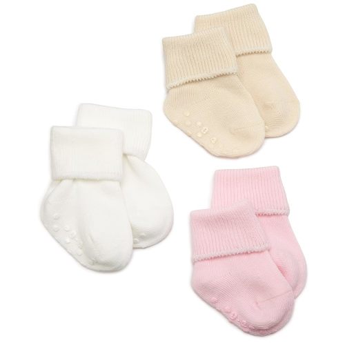 Jefferies Socks Unisex Baby Organic Cotton Non-Skid Turn Cuff Socks 3 Pair Pack