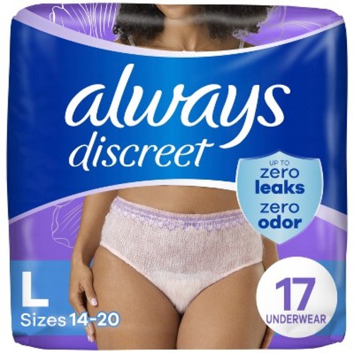 Always Discreet Adult Postpartum Incontinence Underwear for Women - Maximum Protection  - Maximum Large - 17ct