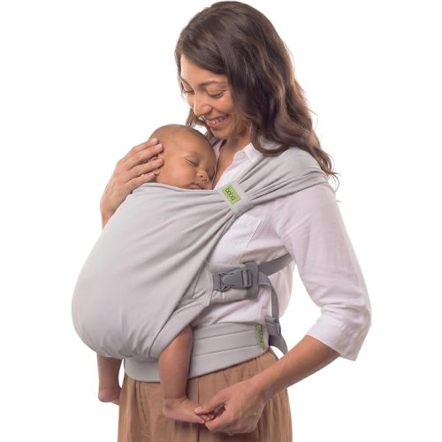 Boba Bliss Pre-Wrapped Baby Carrier with Buckle - Newborn to 7-35 lbs Light, Breathable & Easy to Adjust Hybrid Infant Sling & Toddler Carrier - Certified Hip-Healthy for 0-18 Months - Gray