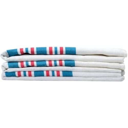 Linteum Textile Receiving Hospital Baby Blankets 100% Cotton Lightweight Comfortable Classic White w/Blue & Pink Stripes (6-Pack, 30x40 in)