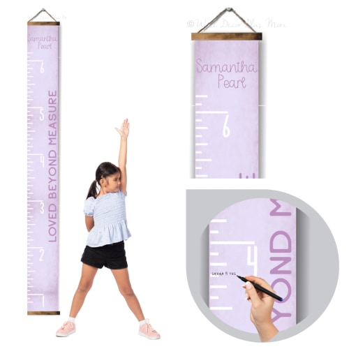 Lavender Canvas Growth Chart Sign Height Ruler Nursery Decor