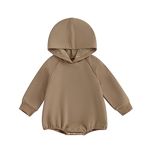 Thorn Tree Newborn Baby Boys Hooded Sweatshirt Long Sleeve Solid Romper Infant Baby Fall Winter Spring Outfits