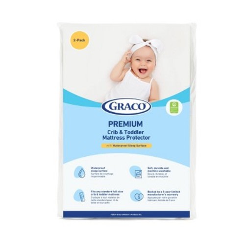 Graco Premium Waterproof Crib and Toddler Mattress Protector, Size: 2