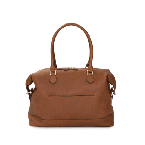 Collette Hybrid Leather Diaper Bag in Caramel, Made in Italy - Alise Design