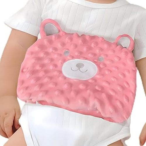 Baby Colic and Gas Relief - Cassia Seed Heated Tummy Wrap,Baby Heating Pad Swaddle Belt Relieves and Soothes Gas,Bloating and Upset Stomach (Red)
