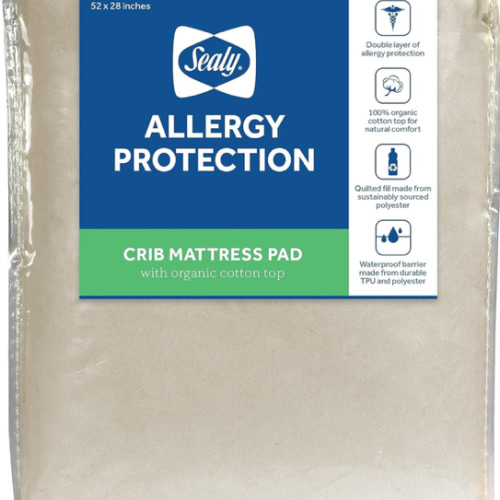 Amazon.com : Sealy Baby Organic Cotton Top Breathable Fitted Waterproof Infant Crib Mattress Protector Pad and Toddler Bed Cover, Durable and Comfortable Topper, Machine Washable, 52” x 28”- White : Baby