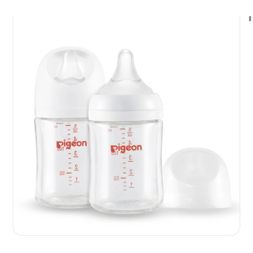 Glass Wide Neck Baby Bottle, 2 Packs, 5.4 Oz(160ml) for newborns – Pigeon