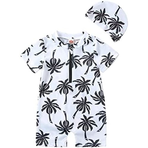 Infant Baby Boy Girl One Piece Swimsuit Rash Guard Shirt Bathing Suit Zip Up Swimwear
