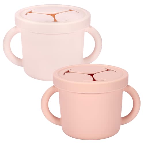 Snack Containers, Silicone Food Grade Silicone Cups, Toddler Snack Container Cups with Handles and Lid for Toddlers (Color 3)
