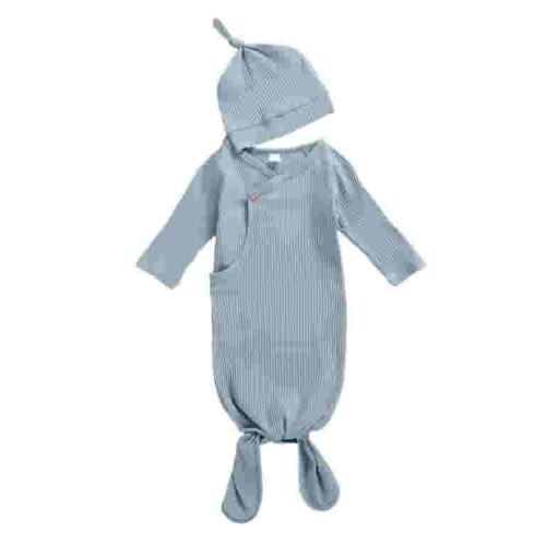 SUNSIOM Newborn Baby Cotton Nightgown Pajamas Baby Girl Boy Knotted Sleeping Bags Sleepwear with Hat
