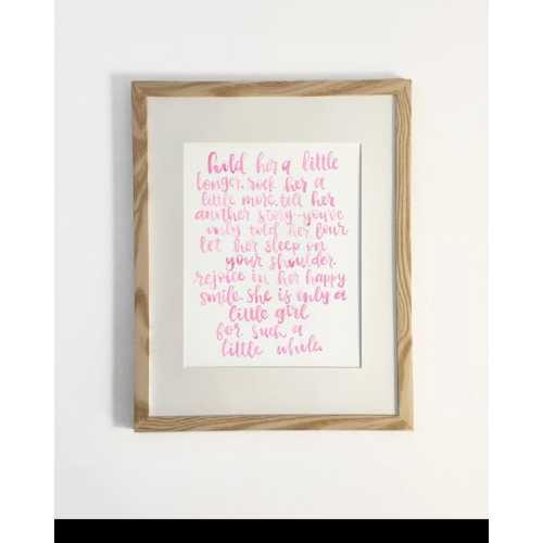 Hold Her a Litle Longer, watercolor lettering print
