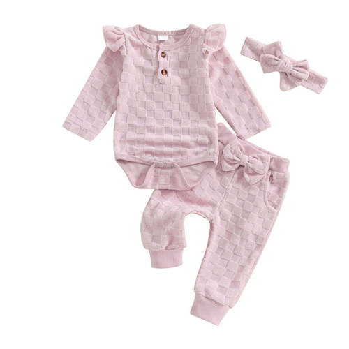 Fouhkni Baby Girls Clothes 3 Piece Fall Winter Sets Newborn Infant Long Sleeve Tops Cute Pants Outfits