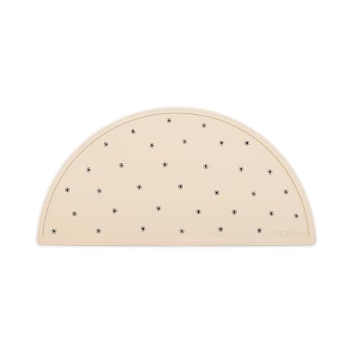 mushie Silicone Placemat for Kids | BPA-Free Non-Slip Design (Black Daisy)