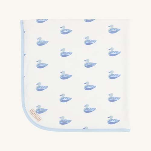 Baby Buggy Blanket - Merrimack Quack Quacks with Buckhead Blue