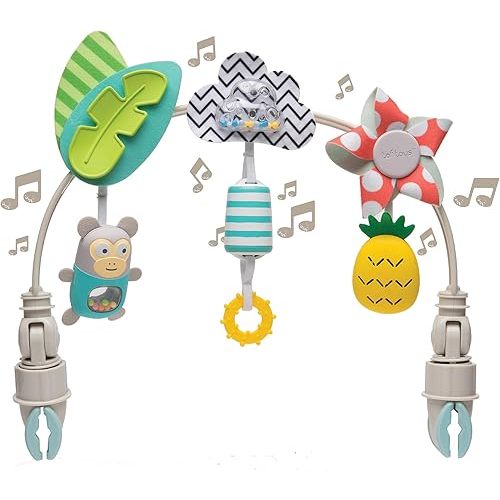 Baby Stroller Arch Toy Baby Crib Mobile Musical Toys Ideal for Newborn Sensory Toy 0-24 Months Infant Boys Girls Sleep baby travel Activity Arch with Fascinating Foldable Car Seat Toy Bouncer