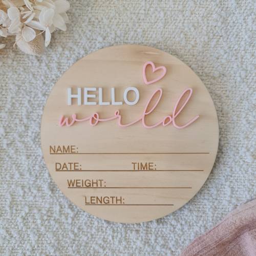 Wooden baby announcement | announcement plaque  | Newborn photo shoot | Newborn announcement | Photo prop | Hello world Sign  | Hello World