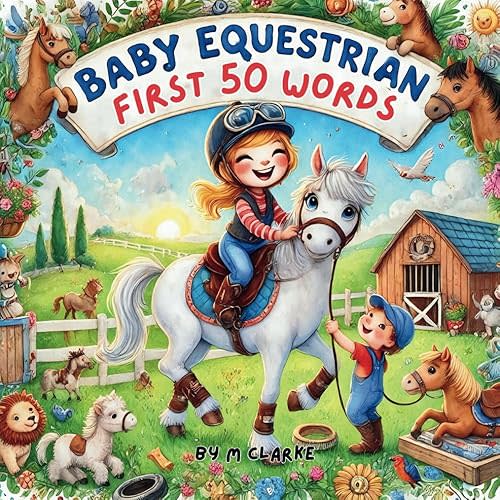 Baby Equestrian first 50 words: Baby Equestrian First 50 Words: A Rhyming Introduction to Horses for Little Learners Paperback – Large Print, September 17, 2024