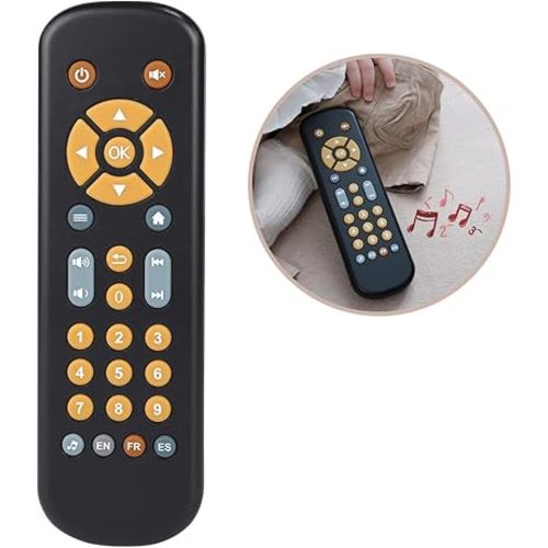Nueplay Baby TV Remote Control Toy with Light and Sound, Toddler Realistic Controller with 3 Languages, Early Educational Learning Musical Toys, Preschool Infant Boys Girls 6, 12, 18 Months, Black
