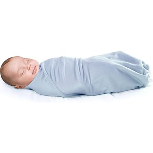 Woolino Baby Swaddle Blanket, 100% Merino Wool Receiving Blanket for Boys & Girls, Swaddles for Newborns 0-3 Months, Blue