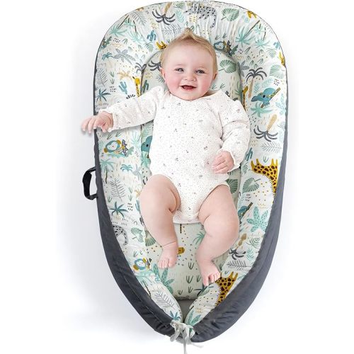 Baby Lounger for Newborn, Infant Lounger for Playtime, Detachable 0-18 Months Infant Nest, Portable Baby Floor Seats & Loungers, Tummy Time Pillow Travel Essentials Must Haves Newborn Gifts